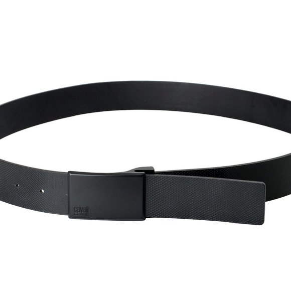 Cavalli Class Men's Black 100% Leather Buckle Decorated Belt - Picture 5 of 6